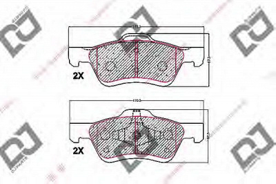 DJ PARTS bp1708 -  Комплект тормозных колодок, дисковый тормоз